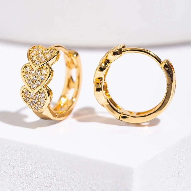 Boucles d'oreilles créoles cœur scintillantes