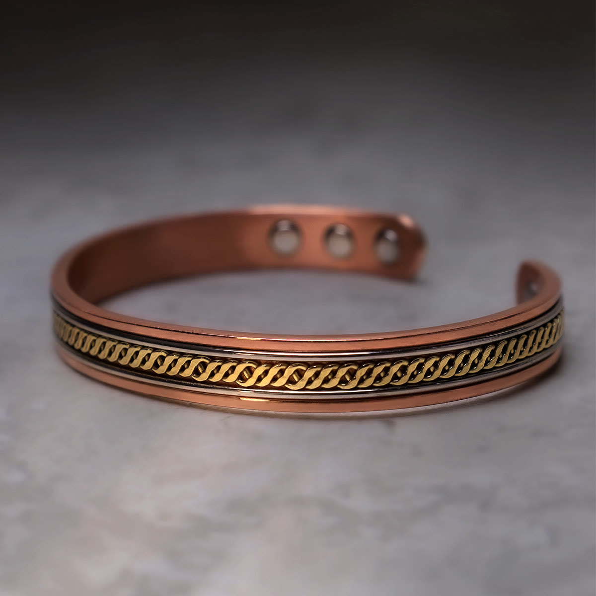 Bracelet jonc cuivre tressé doré – Léo