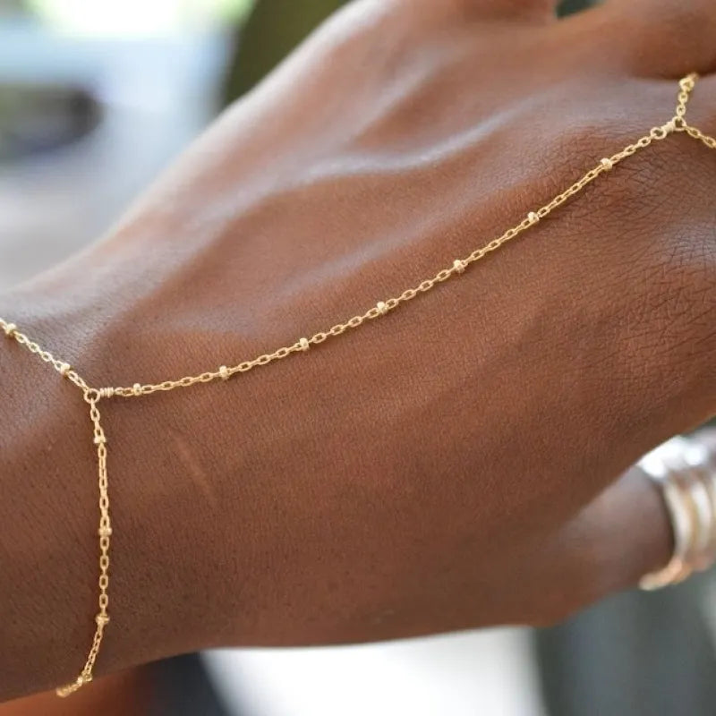 Bracelet chaîne or minimaliste extension doigt – Léo