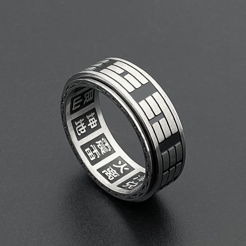 Bague acier inoxydable symbole Yin Yang noir argent – Léo