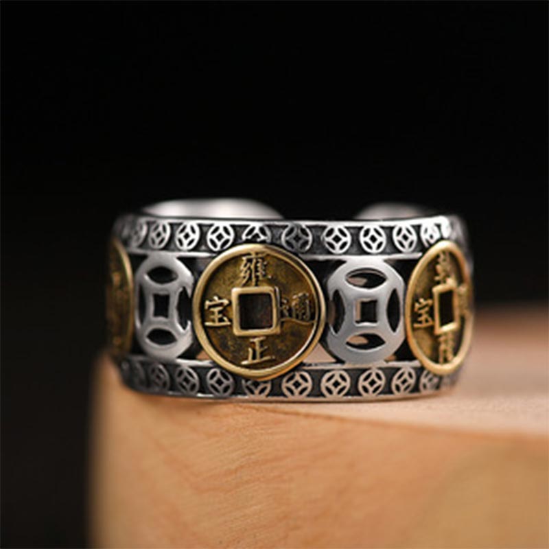 Bague ajustable argent pièces empereur plaqué or – Léo