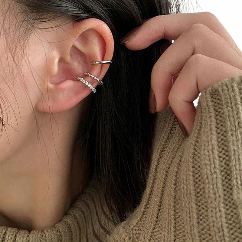 Boucles d'oreilles ear cuff géométriques 3 pièces