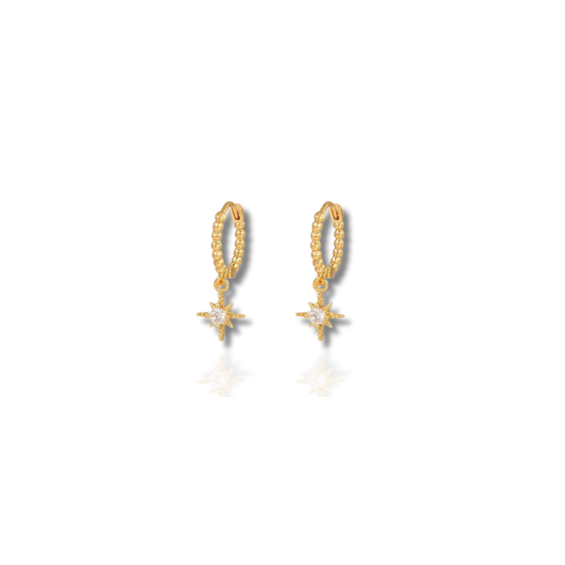 Boucles d'oreilles à franges en or avec zircon
