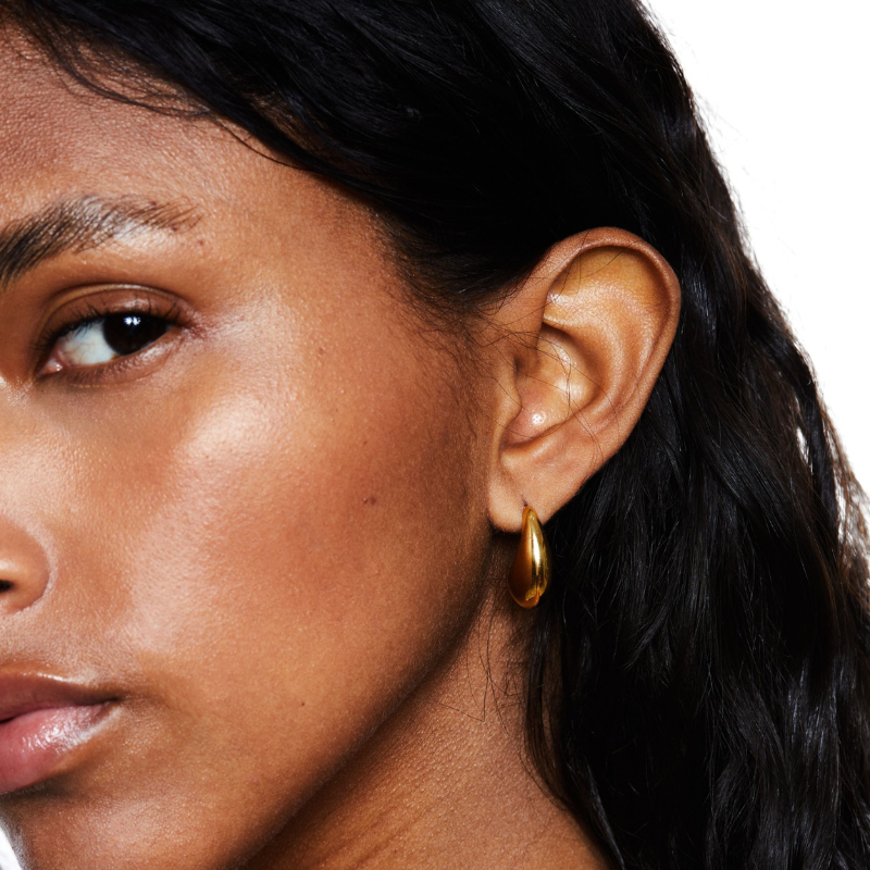 Boucles d'Oreilles en Hoops en Forme de Goutte Plaquées Or