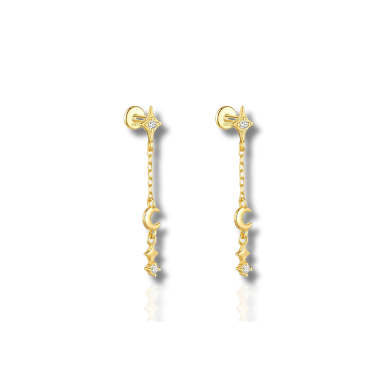 Set de boucles d'oreilles élégantes plaqué or