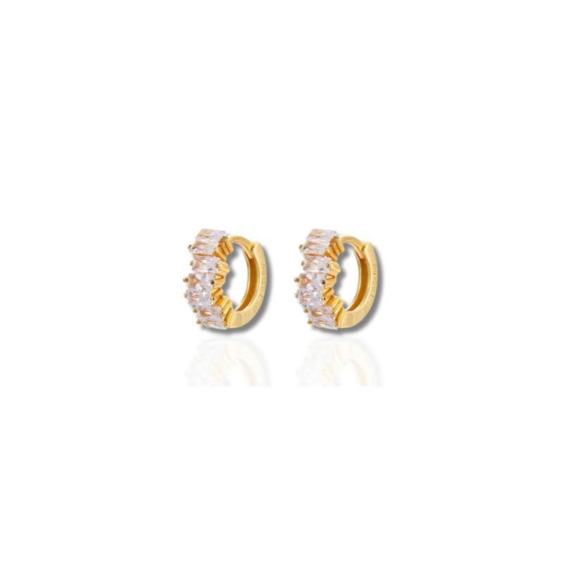 Set de boucles d'oreilles en or plaqué avec zirconia étincelant
