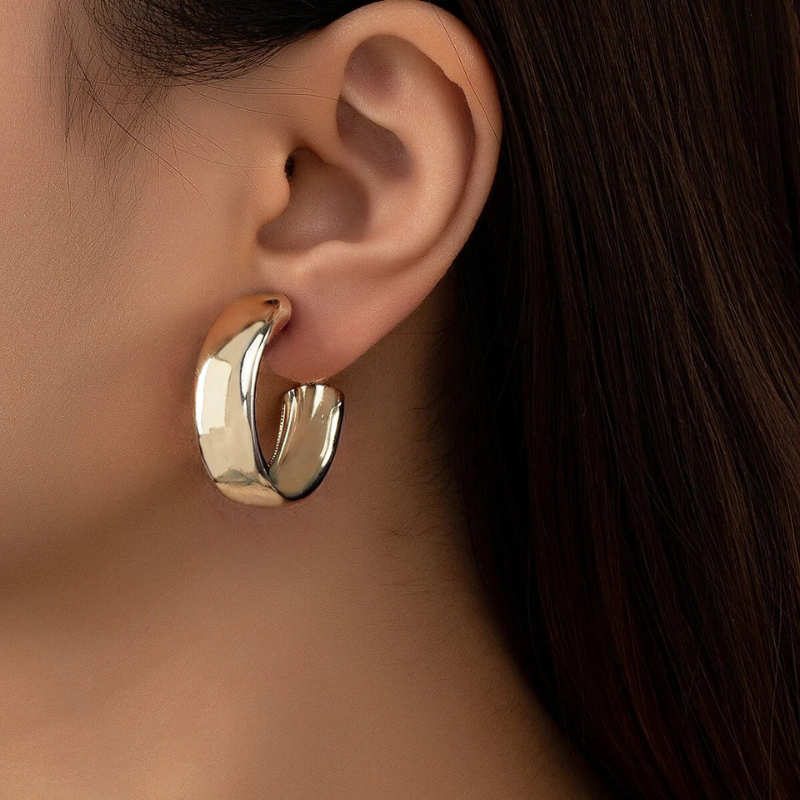 Boucles d'oreilles créoles dorées grandes taille plaqué or