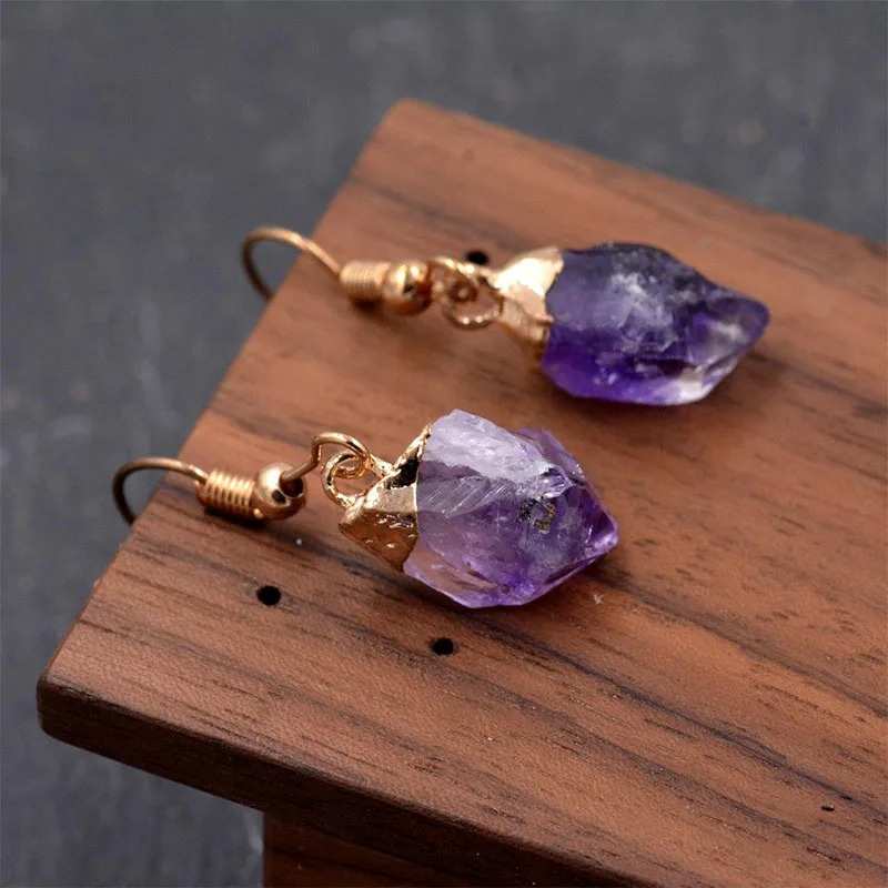 Boucles d'Oreilles Pendantes Améthyste