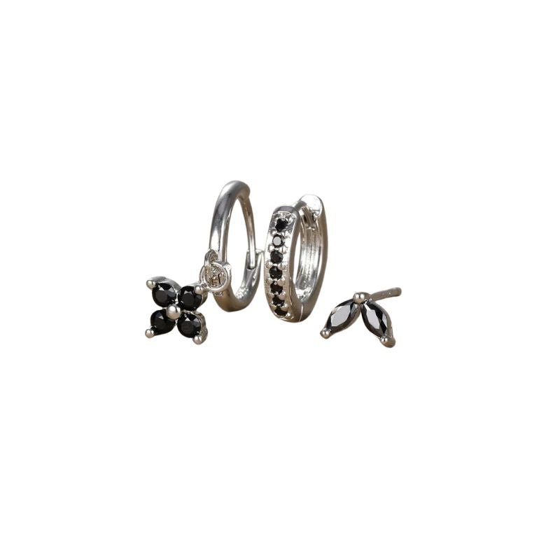 Set de boucles d’oreilles fleurs en acier inoxydable doré