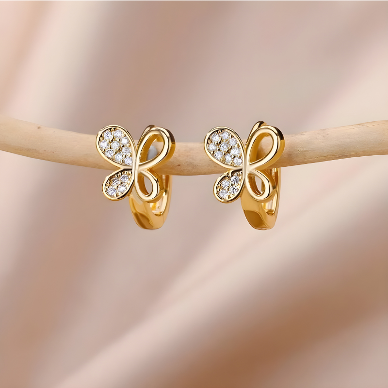 Boucles d'oreilles papillon avec zirconium