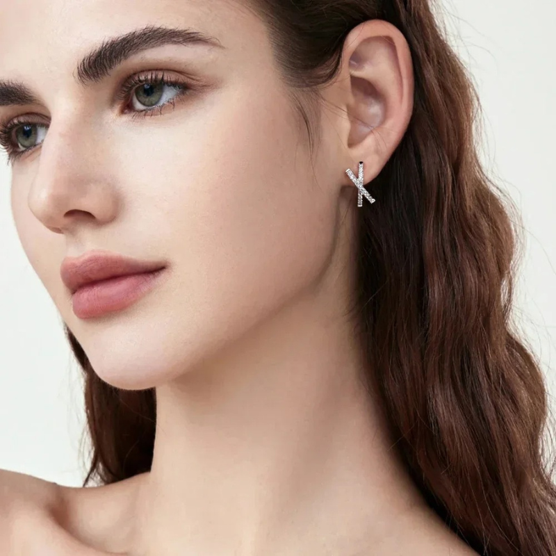 Boucles d'oreilles croix en Moissanite