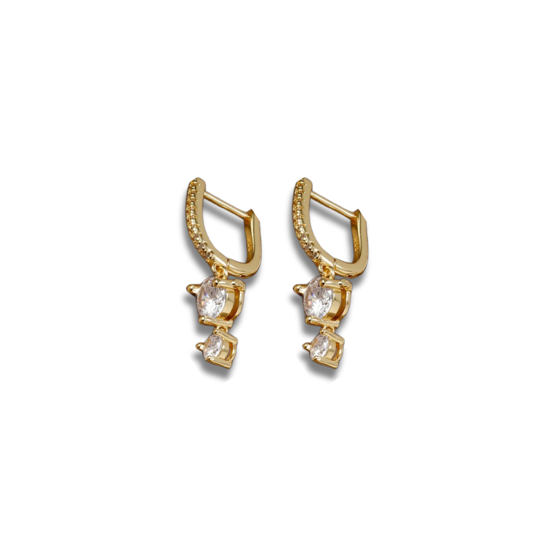 Set de boucles d'oreilles en or plaqué avec zirconia étincelant