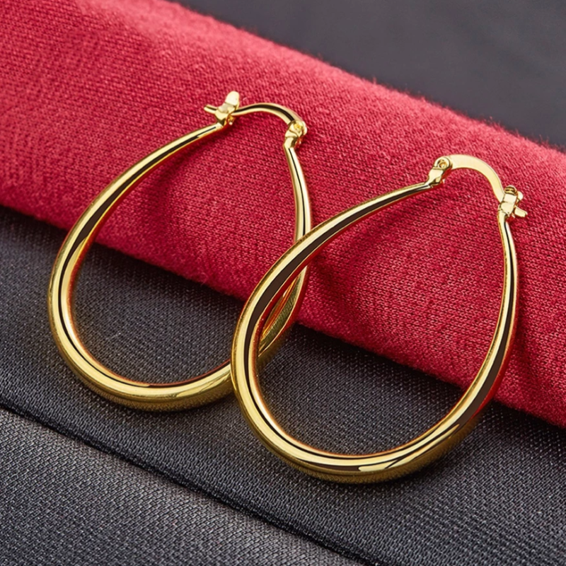 Boucles d'Oreilles Créoles Dorées Vintage