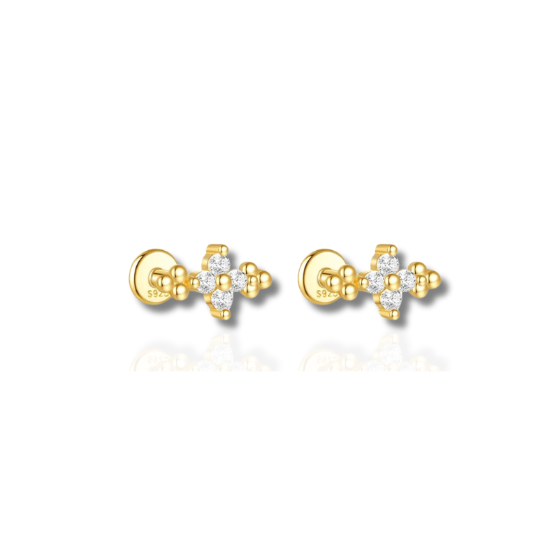 Set de boucles d'oreilles élégantes plaqué or