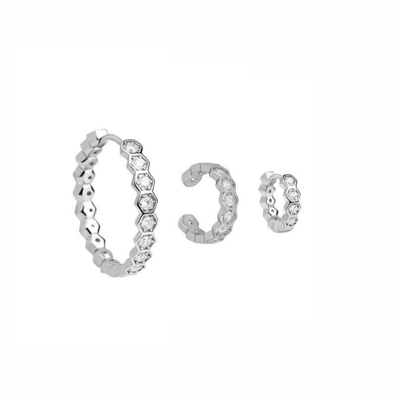 Boucles d'oreilles créoles hexagonales plaqué or