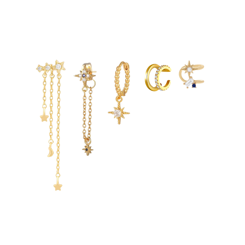 Boucles d'oreilles à franges en or avec zircon