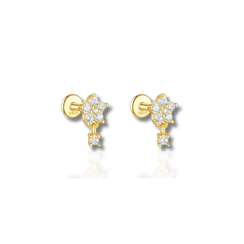 Set de boucles d'oreilles élégantes plaqué or