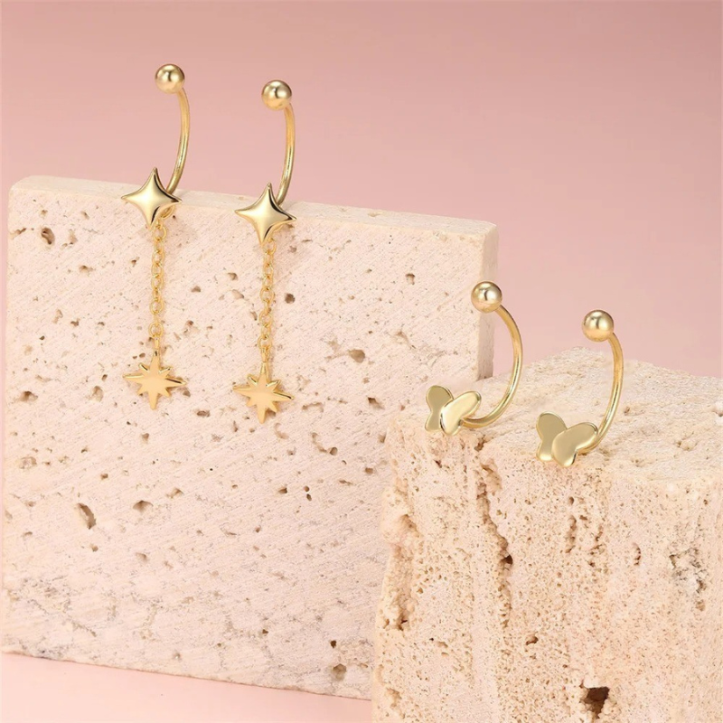 Boucles d'oreilles pendantes plaqué or