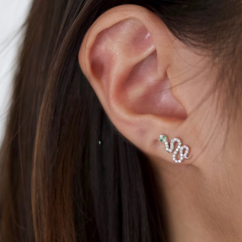 Boucles d'oreilles Serpent avec Zircon