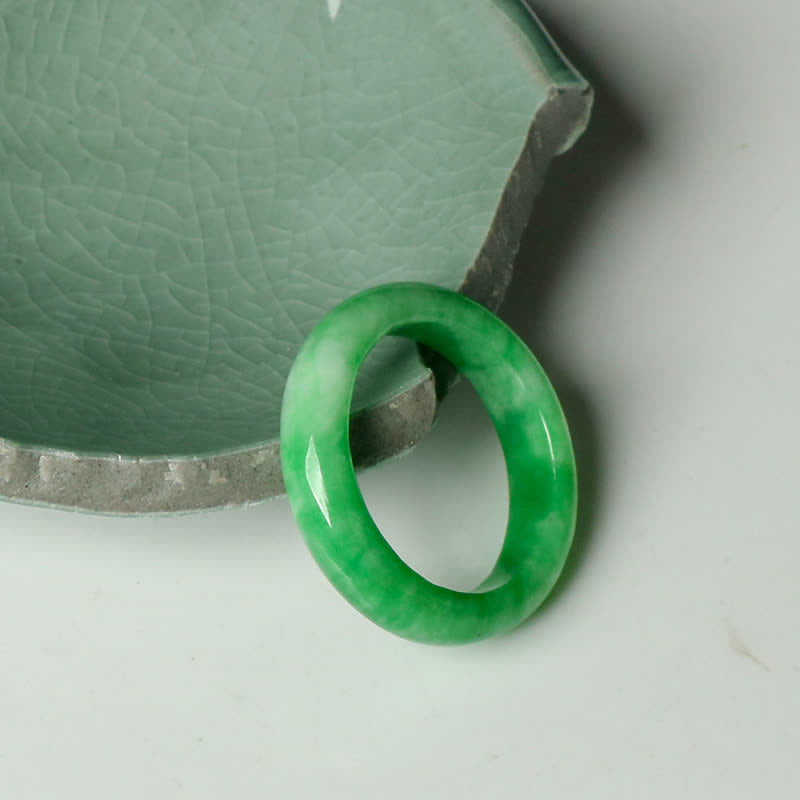 Bague ronde jade vert translucide – Léo