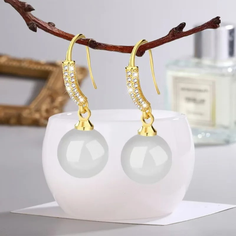 Boucles d'oreilles gouttes perles jade plaqué or