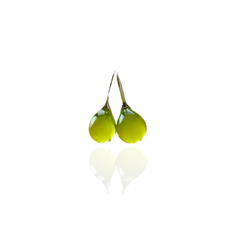 Boucles d'oreilles Vintage Olive Glass plaqué or