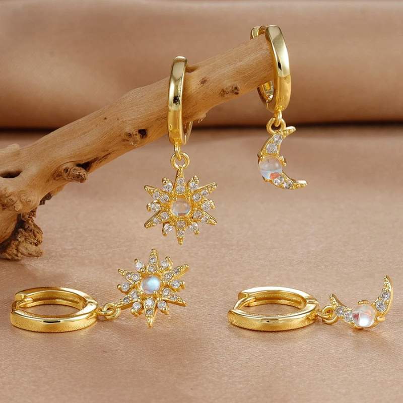 Boucles d'oreilles opales plaqué or