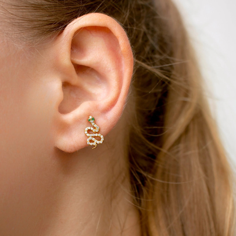 Boucles d'oreilles Serpent avec Zircon