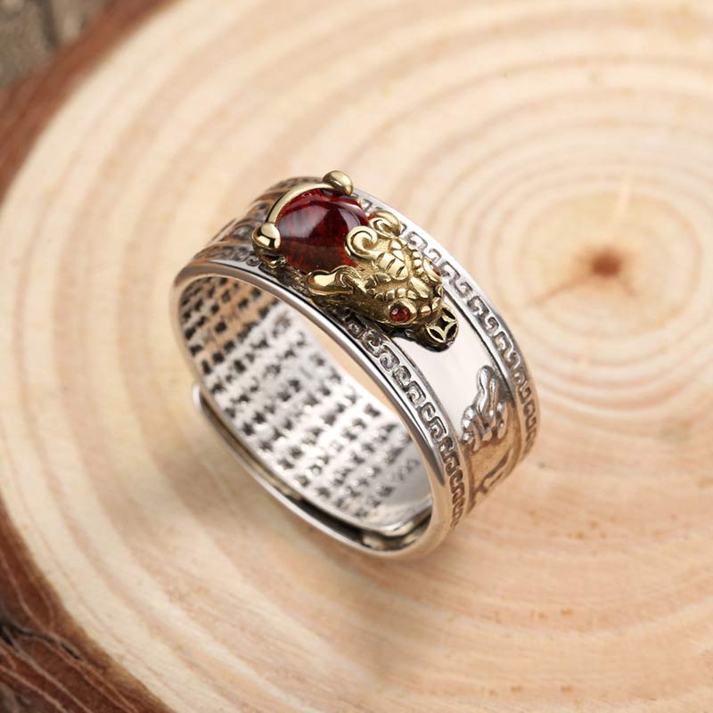 Bague argent motif doré agate rouge – Léo