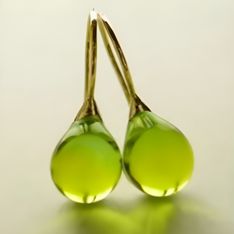 Boucles d'oreilles Vintage Olive Glass plaqué or