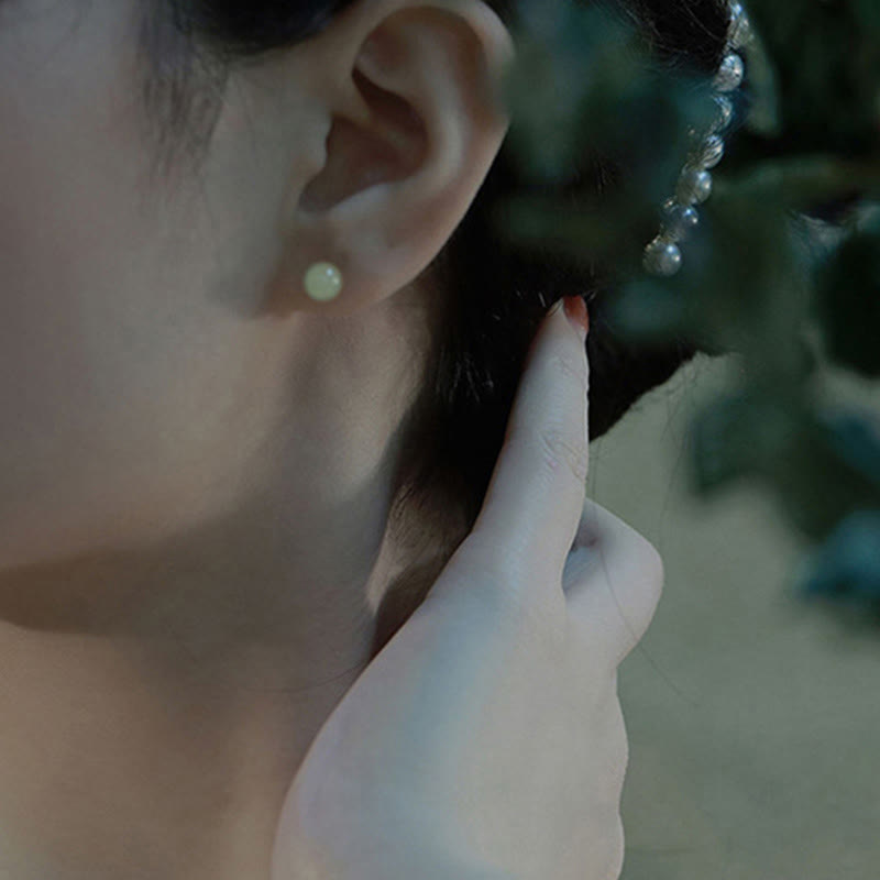 Clous d’oreilles ronds jade vert – Léo