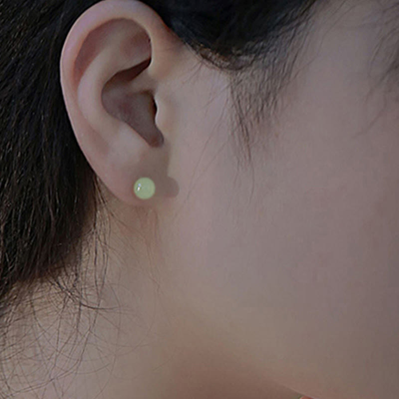 Clous d’oreilles ronds jade vert – Léo