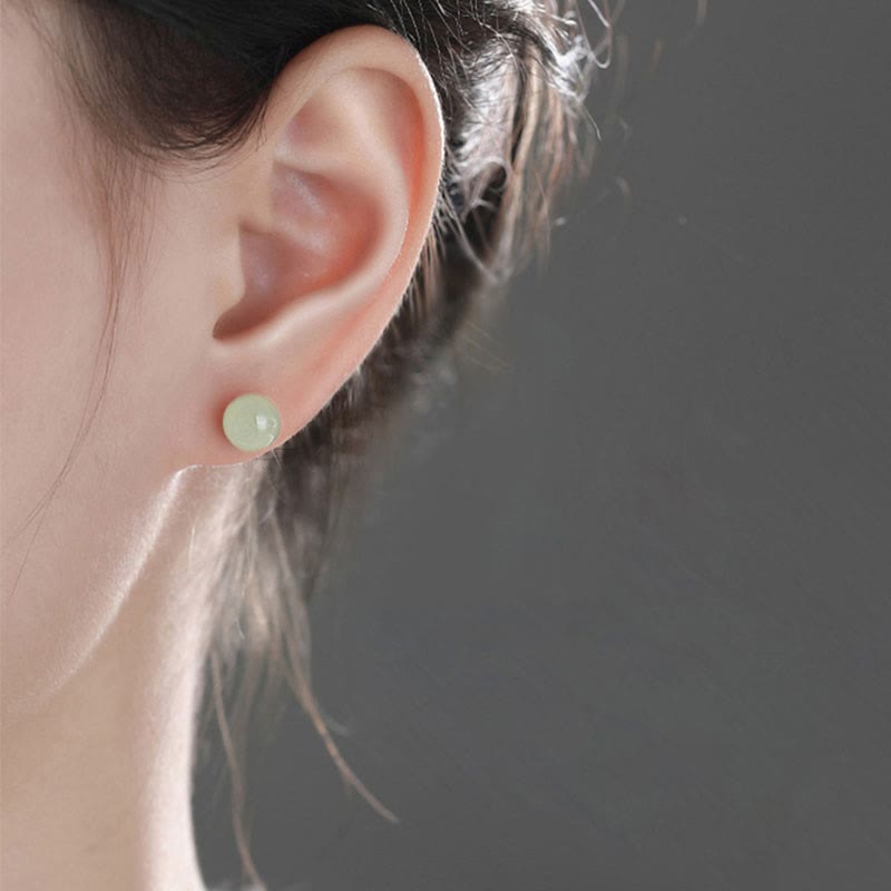 Clous d’oreilles ronds jade vert – Léo
