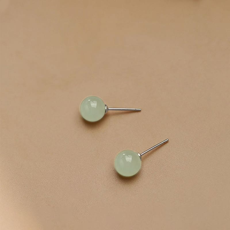 Clous d’oreilles ronds jade vert – Léo