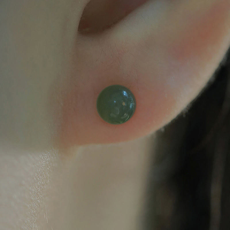 Clous d’oreilles ronds jade vert – Léo