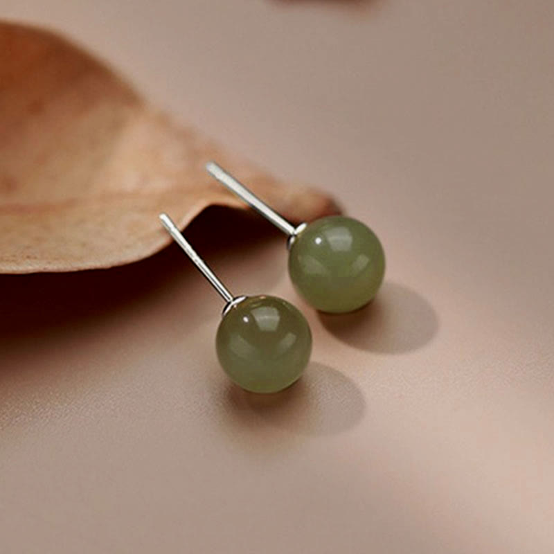 Clous d’oreilles ronds jade vert – Léo