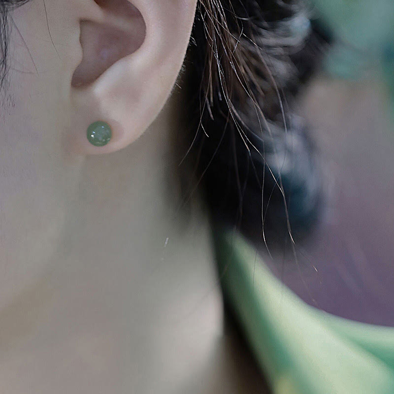 Clous d’oreilles ronds jade vert – Léo