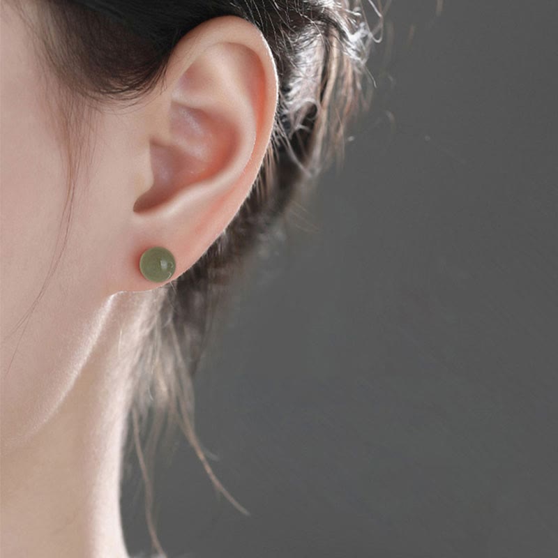 Clous d’oreilles ronds jade vert – Léo