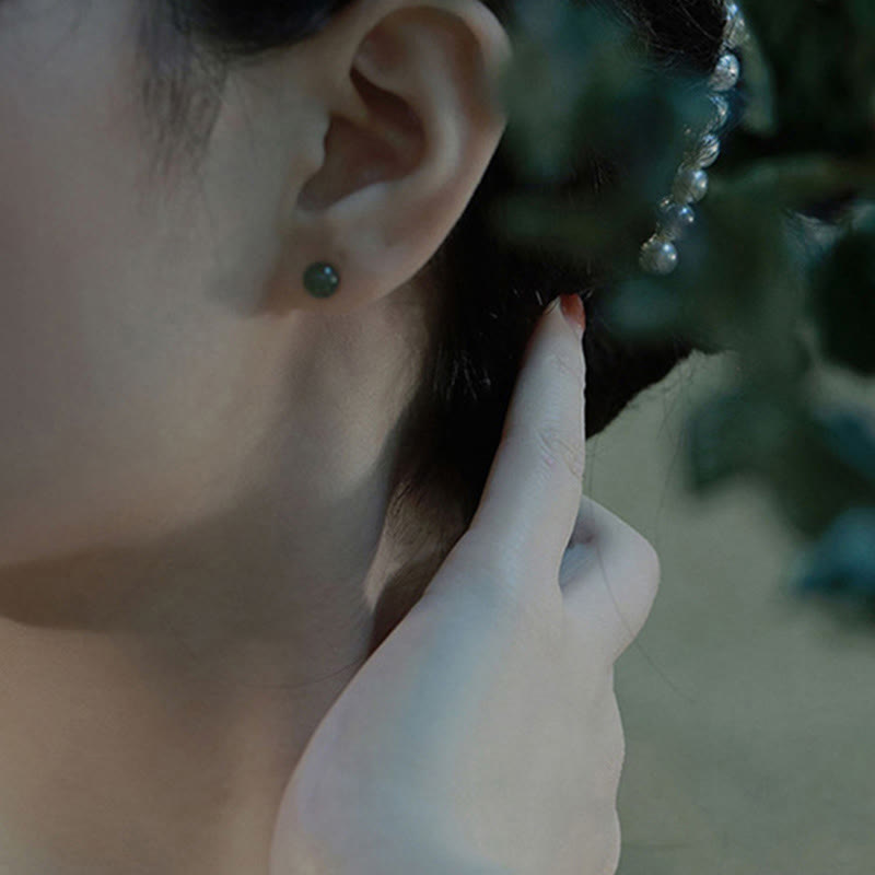 Clous d’oreilles ronds jade vert – Léo