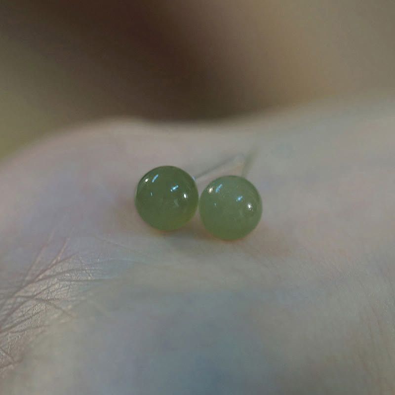 Clous d’oreilles ronds jade vert – Léo