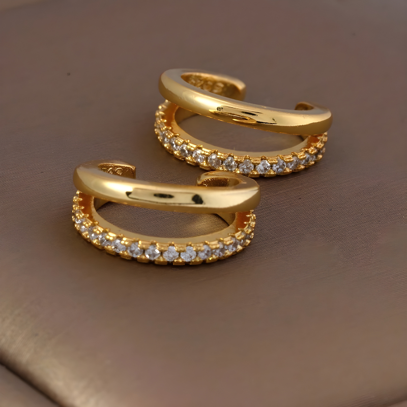Clips d’Oreilles Dorés avec Zircone