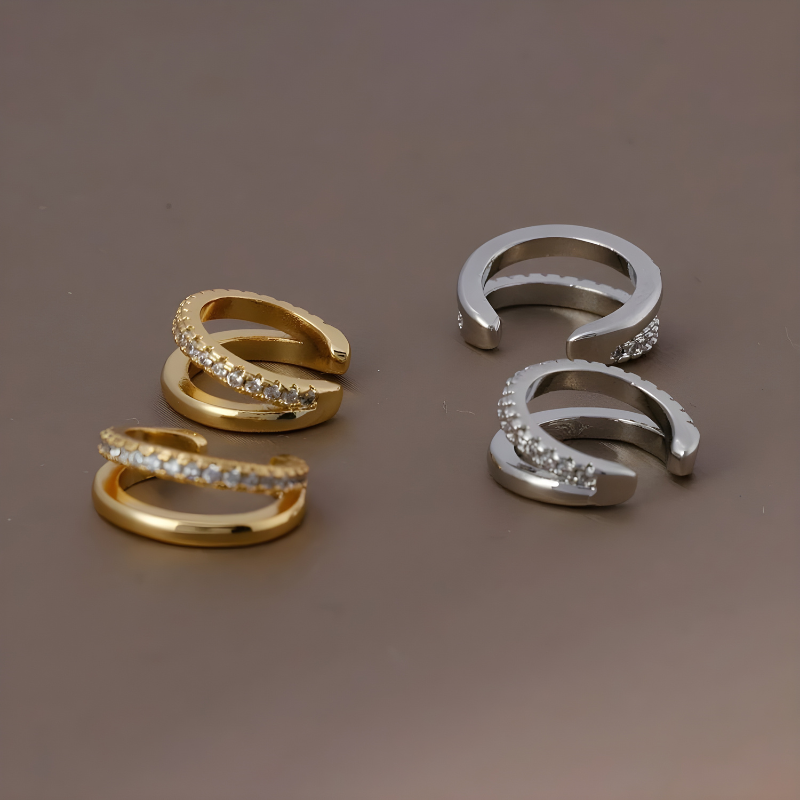 Clips d’Oreilles Dorés avec Zircone