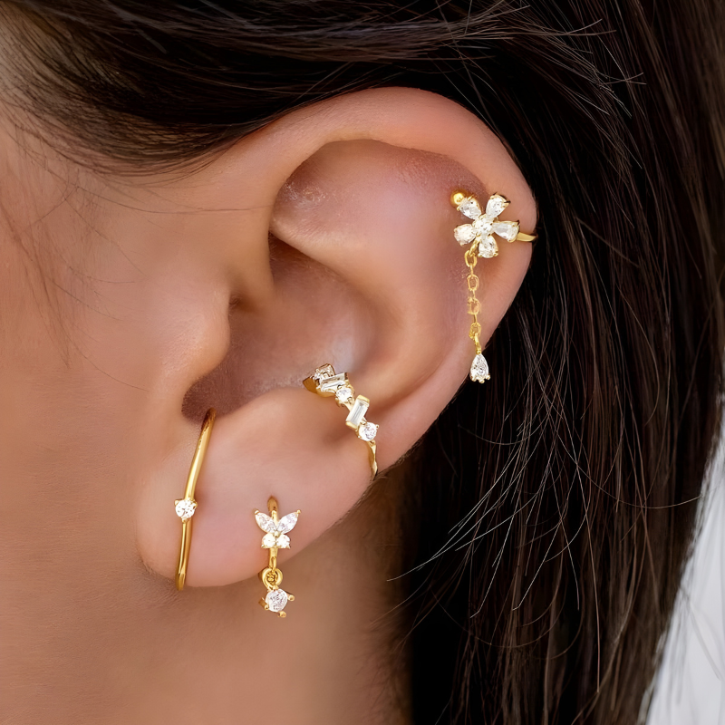 Boucles d'oreilles pendantes avec zircone