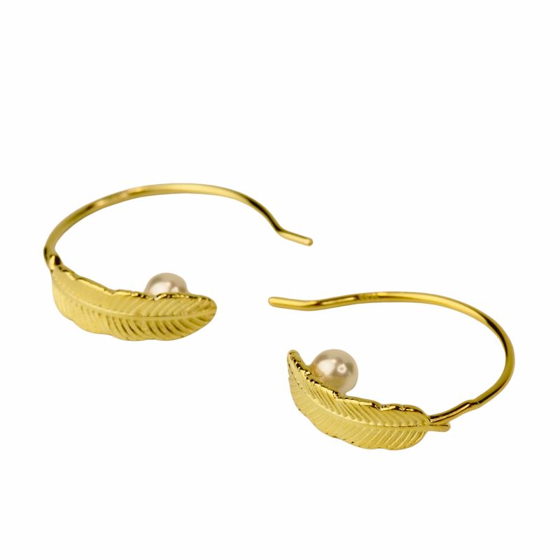 Boucles d'oreilles Perle avec Plume