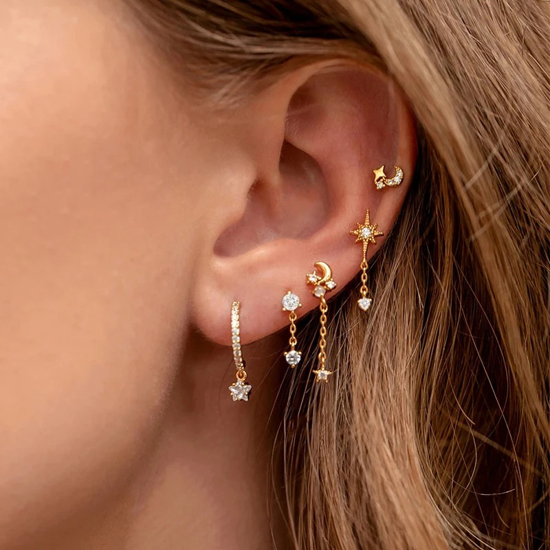 Boucles d'oreilles gouttes lune plaqué or