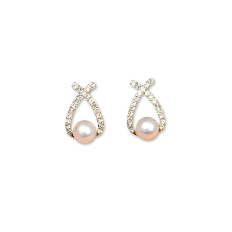 Boucles d'Oreilles en Perles avec Cristaux Étincelants Argent