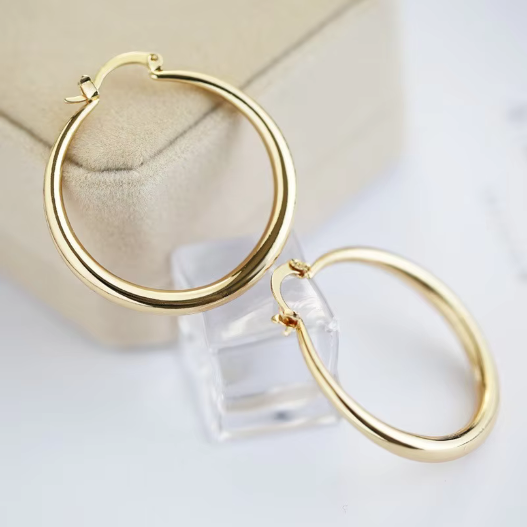 Boucles d'Oreilles Créoles Dorées Grandes