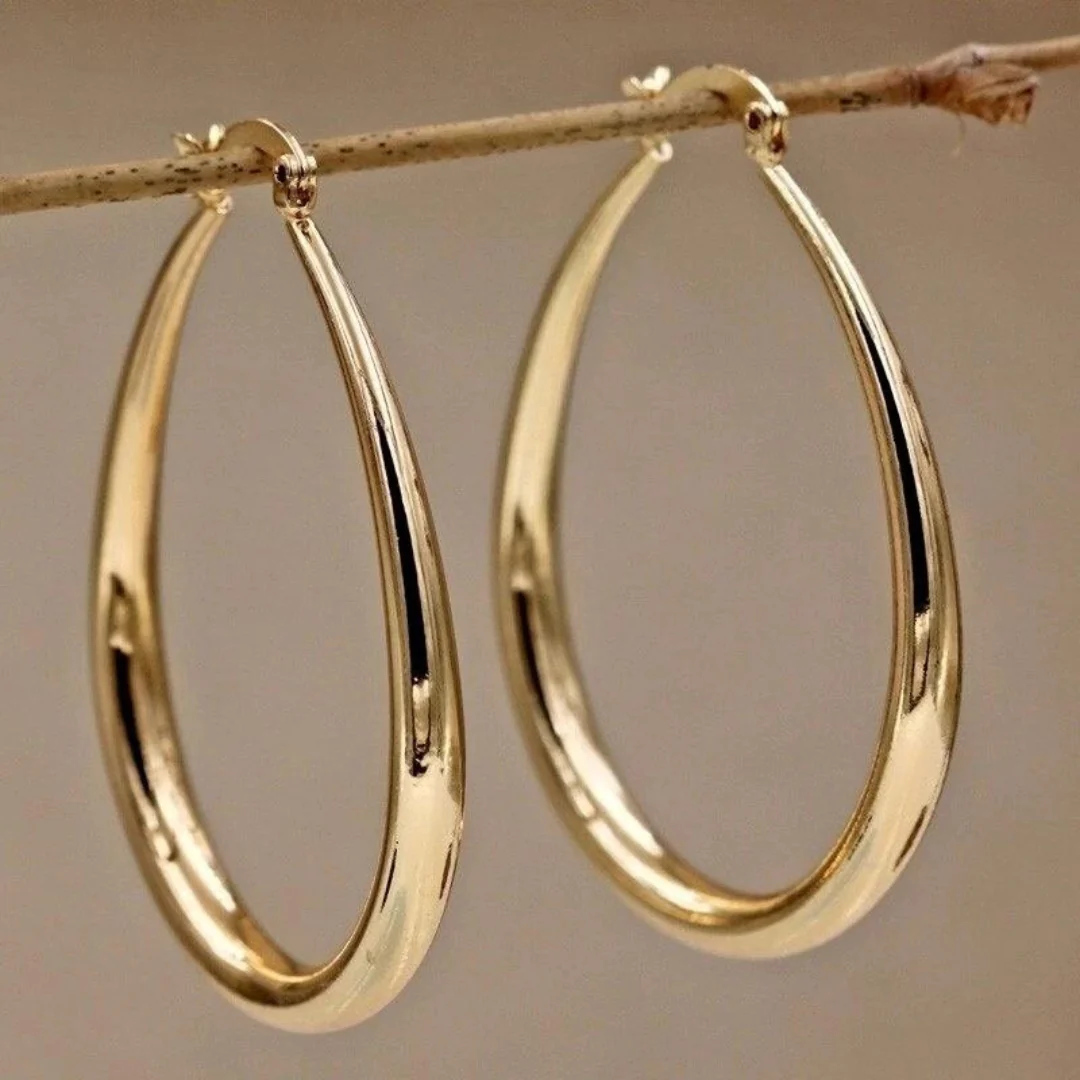 Boucles d'Oreilles Créoles Dorées Vintage