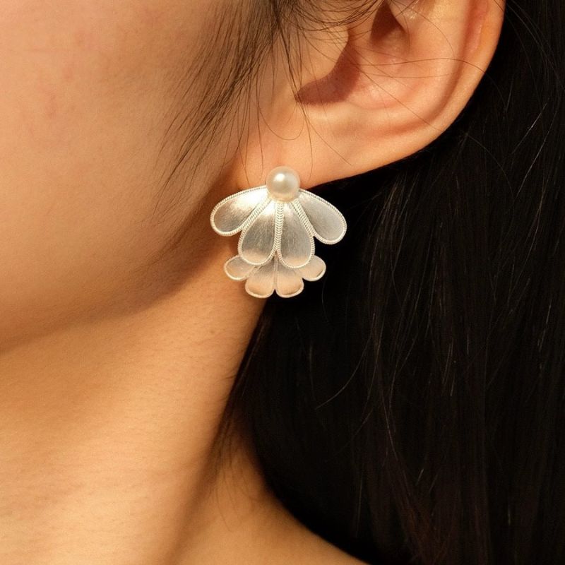 Boucles d'oreilles Fleurs à Double Couche
