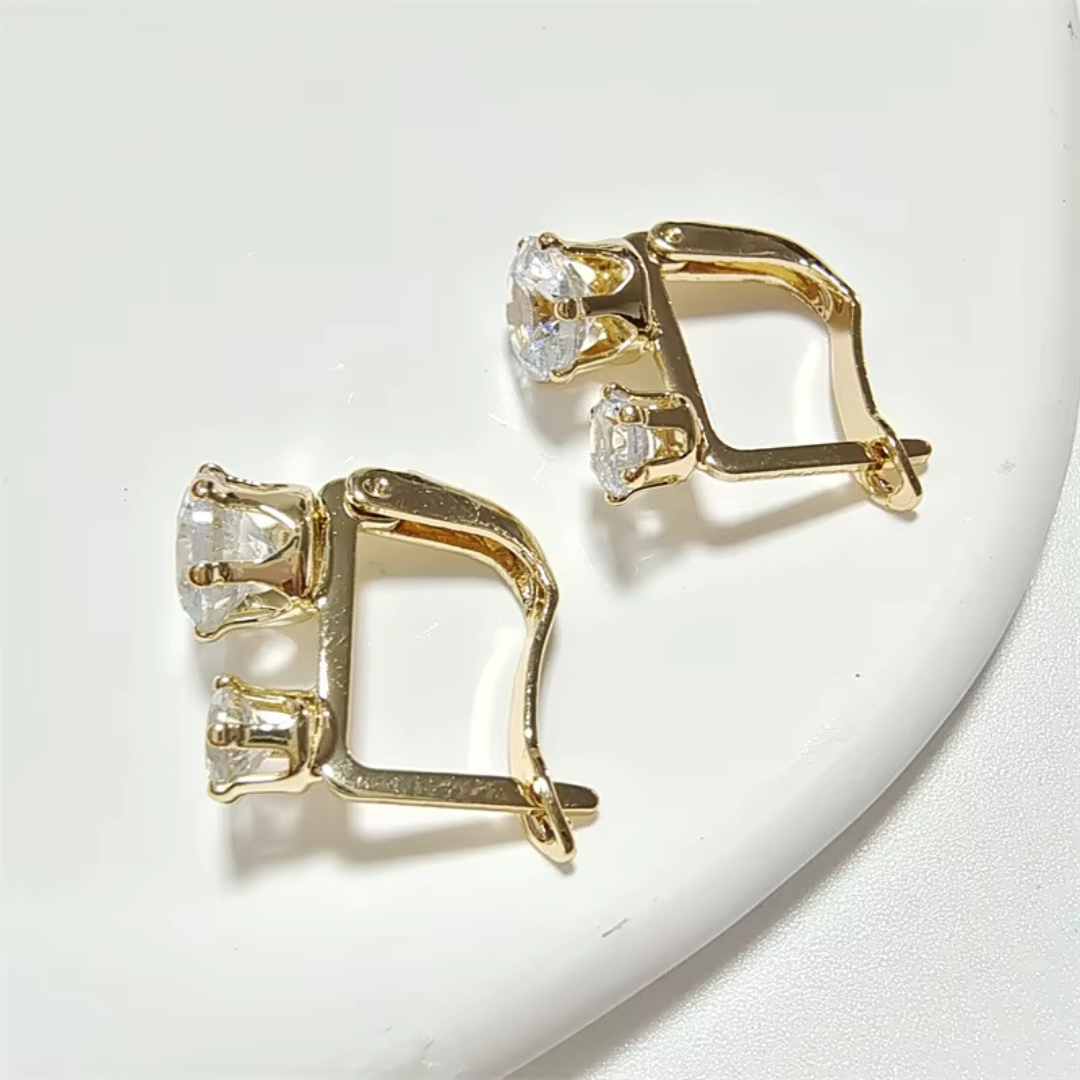 Boucles d'Oreilles Vintage en Or et Zircon
